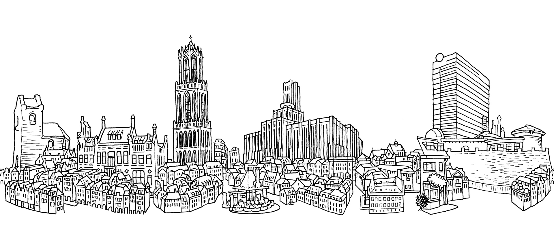 Tekening stad Utrecht